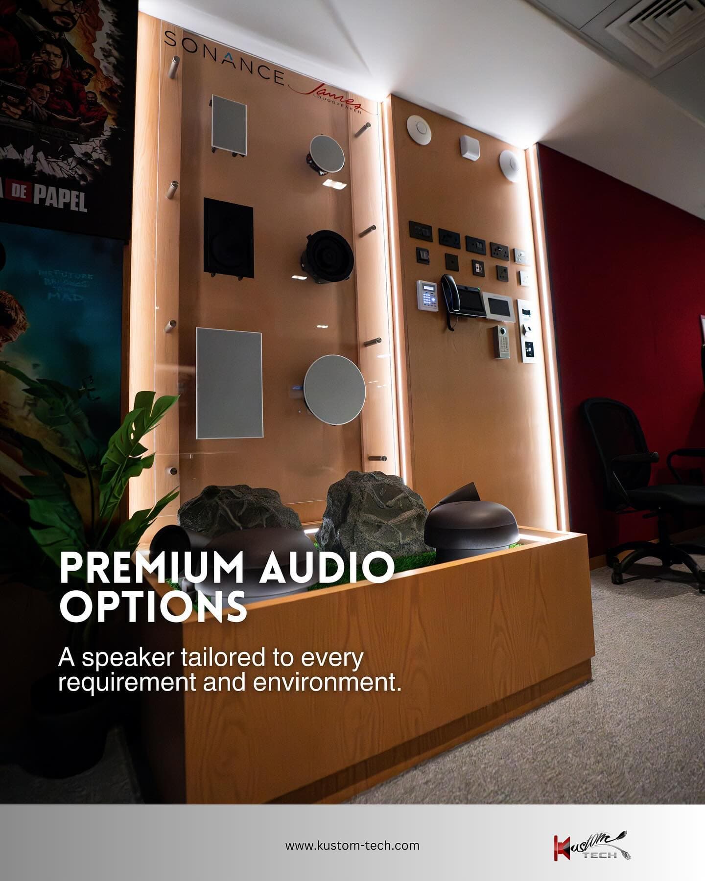 Premium audio speaker display wall